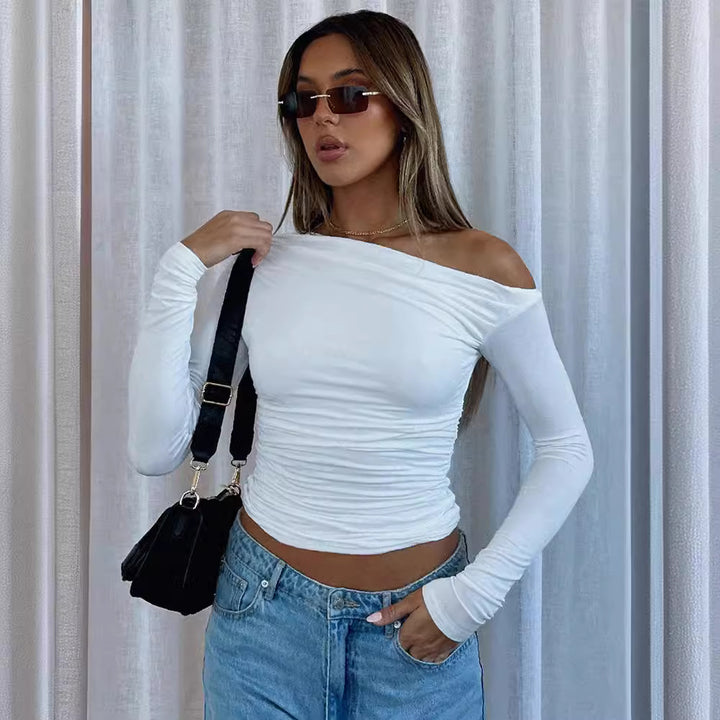 Damer Rynk Longsleeve med asymmetrisk U-hals Stilla
