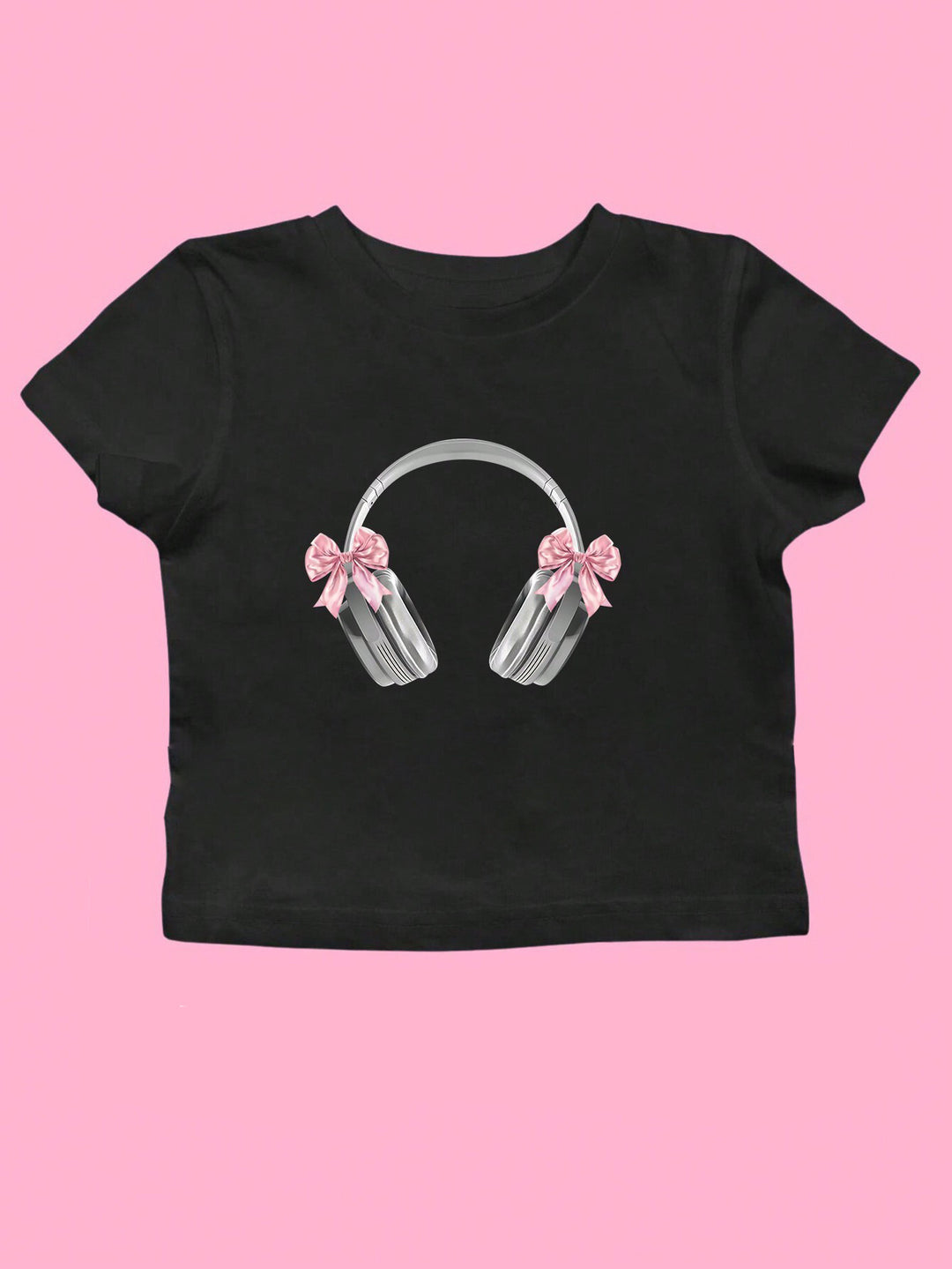 Dame Crop-T-Shirt med kunstnerisk statementtryk Skovae