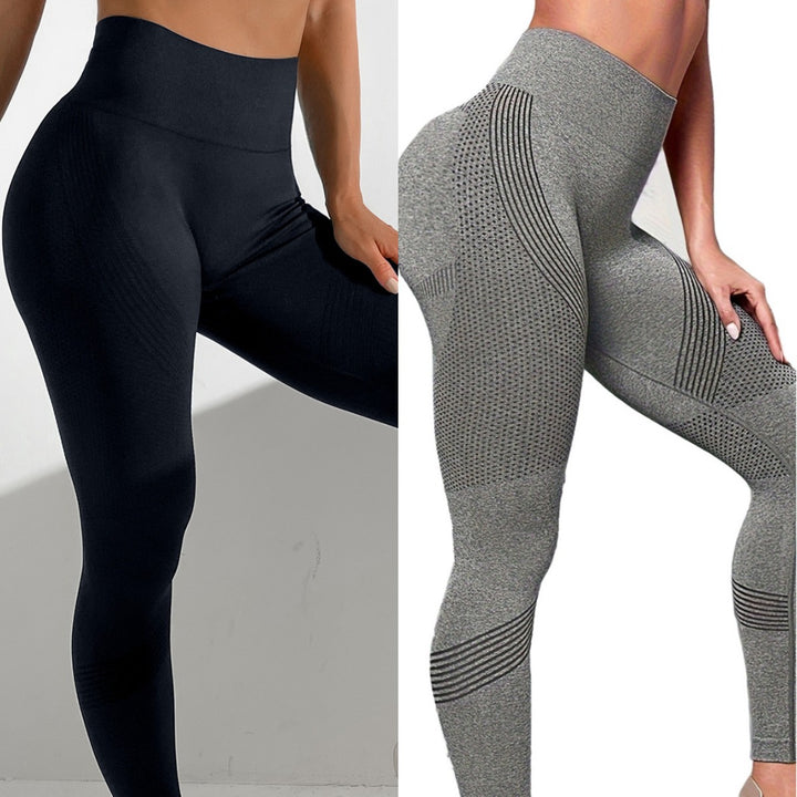 Dame højtaljede sportleggings med åndbart strækstof og moderigtige designelementer Stilla