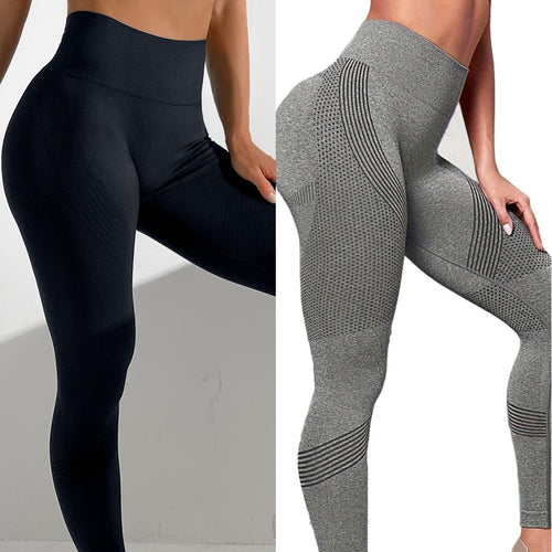 Dame højtaljede sportleggings med åndbart strækstof og moderigtige designelementer Stilla