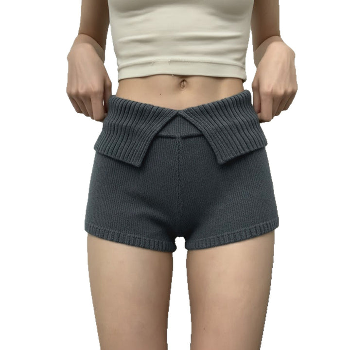 Dame shorts med høj, komfortabel talje og struktureret strikdesign Skovae