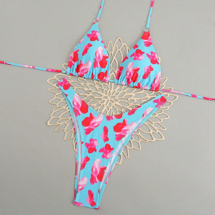 Dame Triangle-Bikini-Sæt med blomstret design Skovae