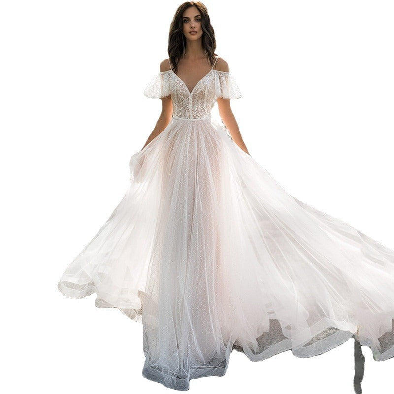 Stilla | Elegant Blonde Blomst Off-Shoulder Kjole