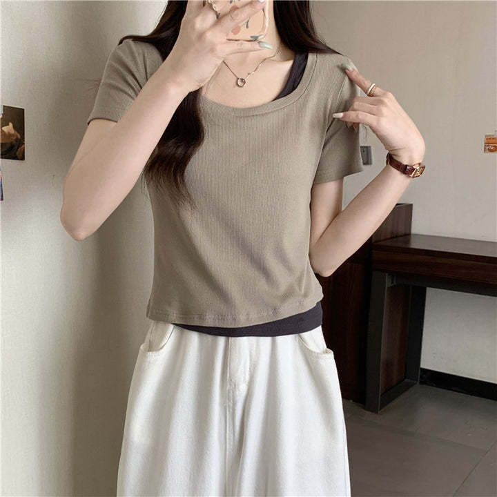 Femme Soft-Fit Lagdeling Rund hals T-Shirt Stilla