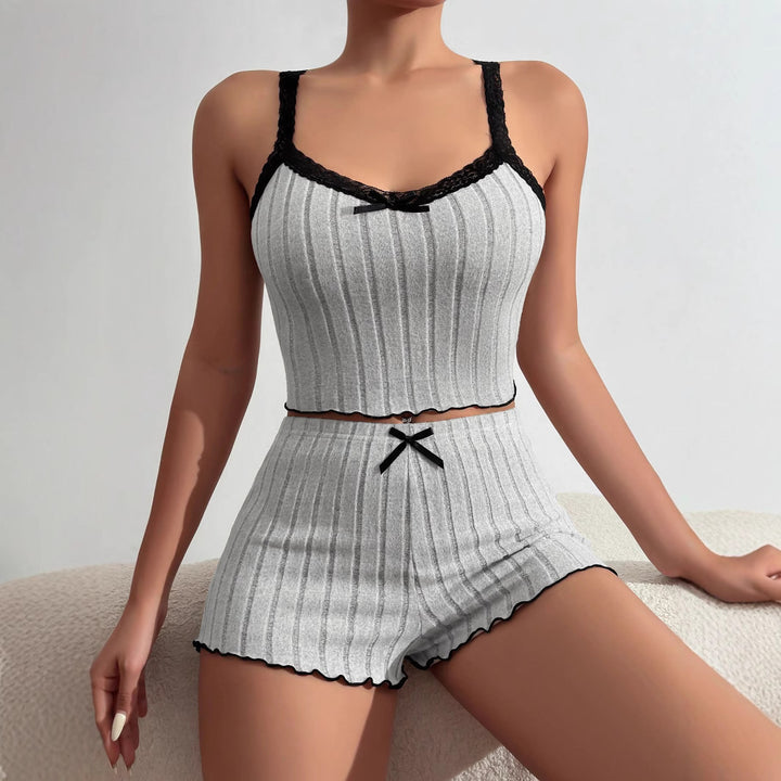 Dame kort pyjamasæt med spidsdesign Stilla