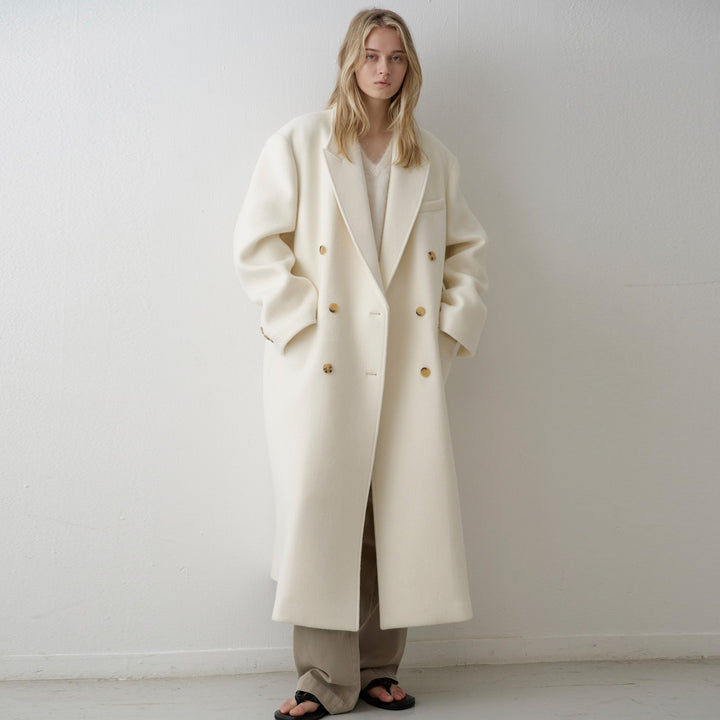 Damer Lang Oversized Frakke med Dobbelt Knappe Placket Stilla