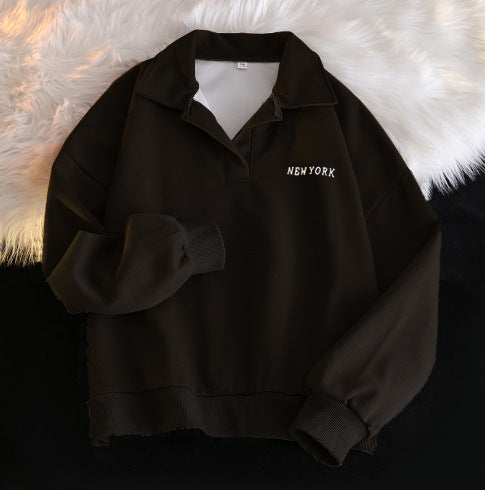 Femme Cropet Polo Sweatshirt med broderet detalje Stilla