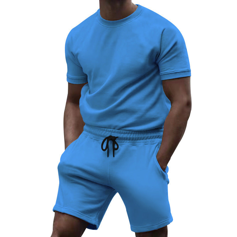 Herre afslappet sportoverdel og shorts-sæt med elastisk talje Stilla