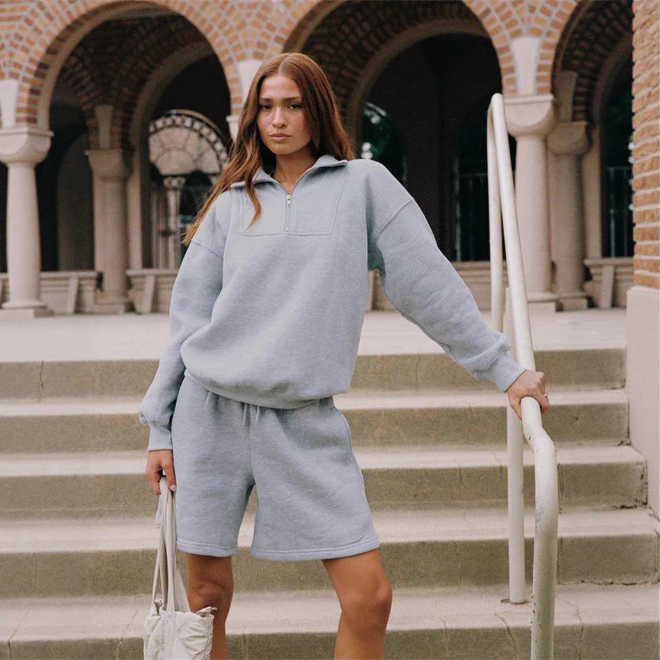 Dame afslappet sweatshirt og shorts med kort lynlås Stilla