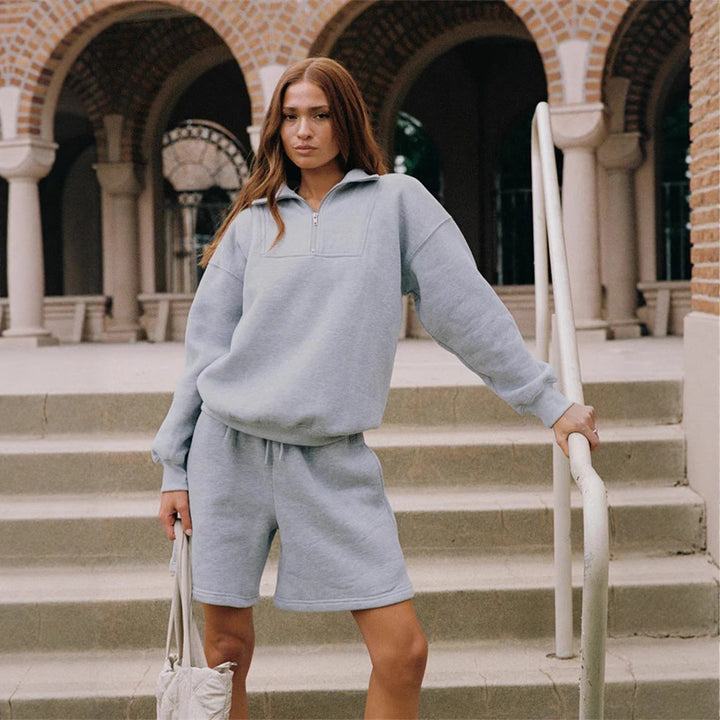 Dame afslappet sweatshirt og shorts med kort lynlås Stilla