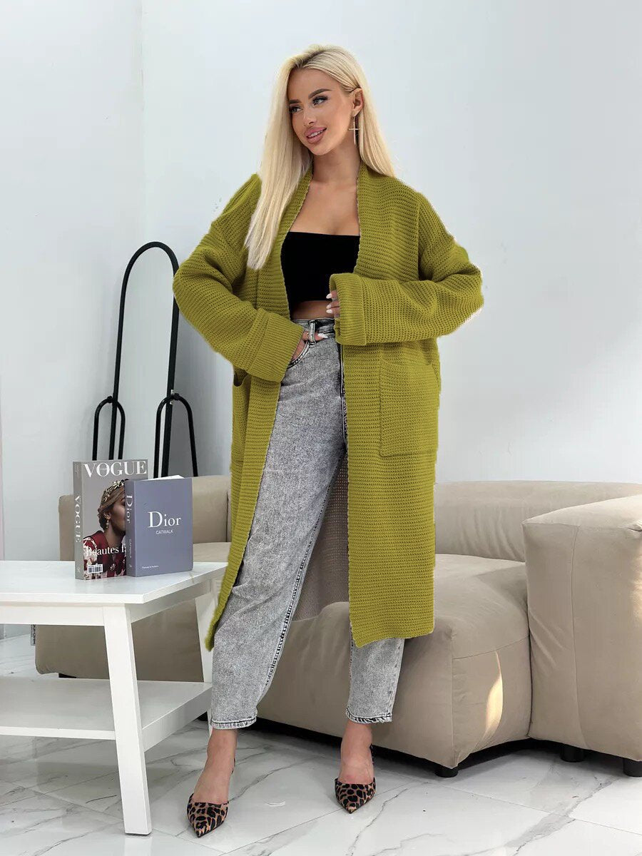 Femme Cozy Åben Front Strik-Cardigan Stilla