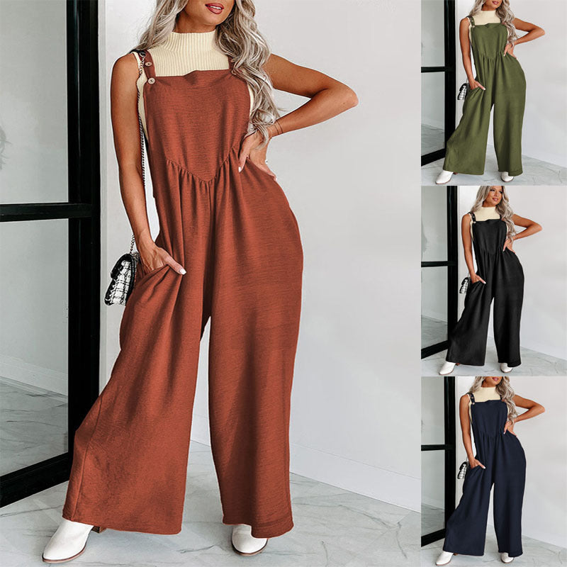 Damer over størrelse jumpsuit med bredt ben og elegante detaljer Stilla