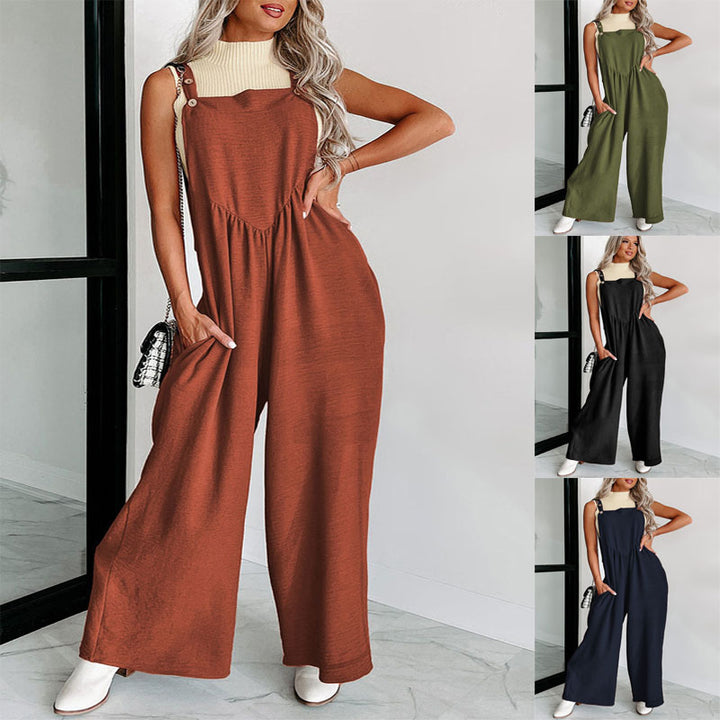 Damer over størrelse jumpsuit med bredt ben og elegante detaljer Stilla