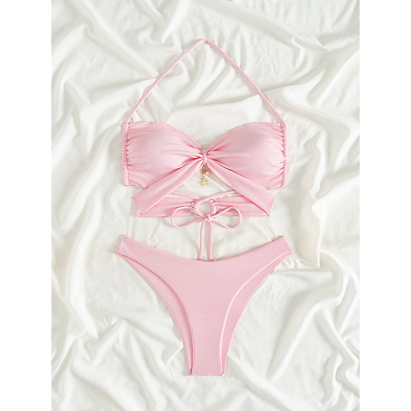 Damer Strappy Knytte-Detail Bikini Sæt Stilla