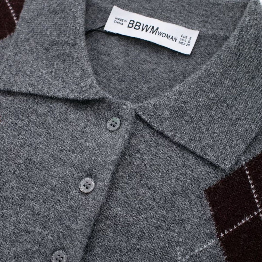 Femme Argyle Strikcardigan Stilla