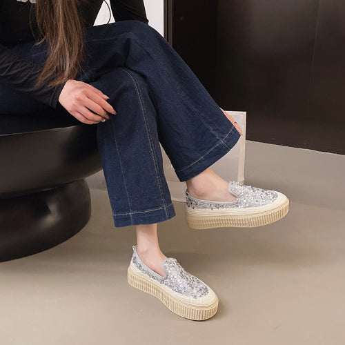 Dame Paillette-dekoreret Plattform Slip-On Sneakers Stilla