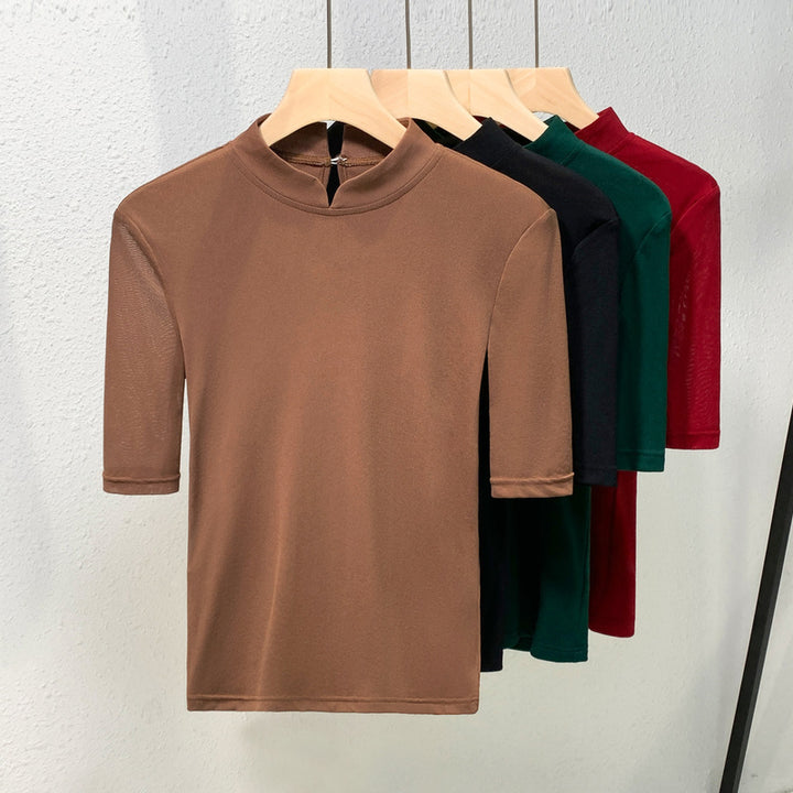 Dame Turtleneck-Shirt lavet af blødt stretchmateriale med figursyet snit Stilla