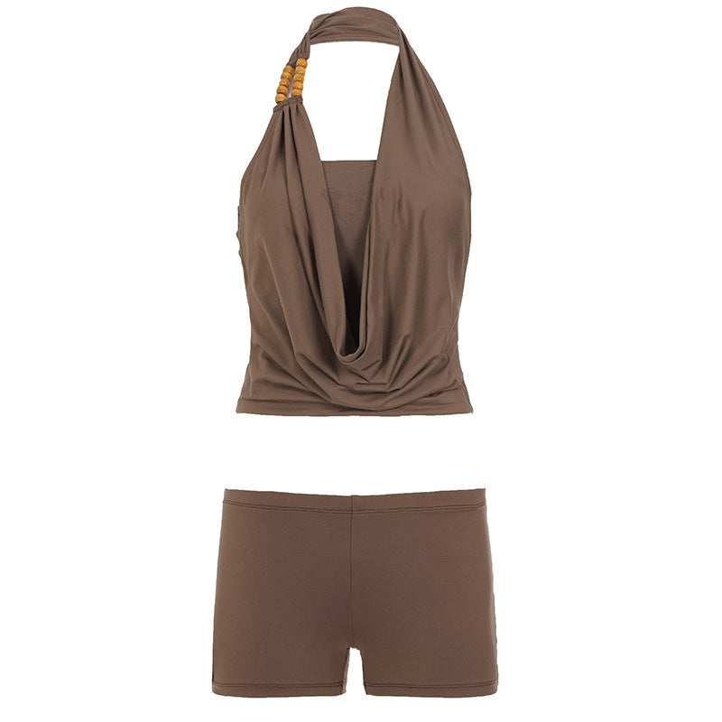 Dame Sporty bikini-sæt med justerbar top og komfortable shorts Skovae