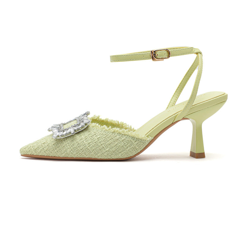 Damer elegante Slingback-hæle med blomsterdekorationer Stilla