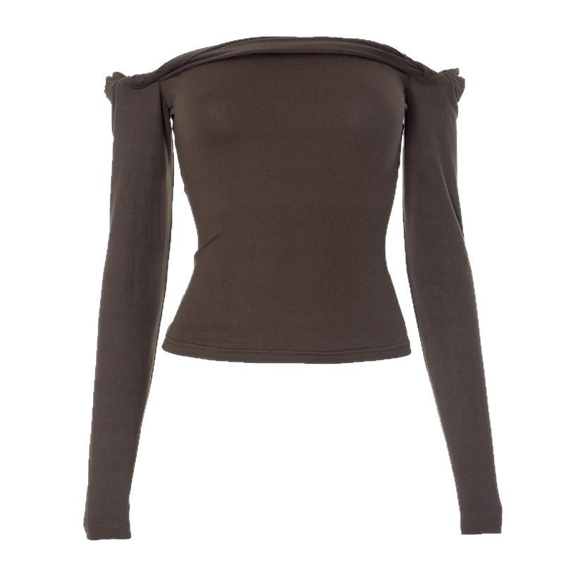 Dame Offshoulder Langærmet skjorte med elegante draperinger Skovae