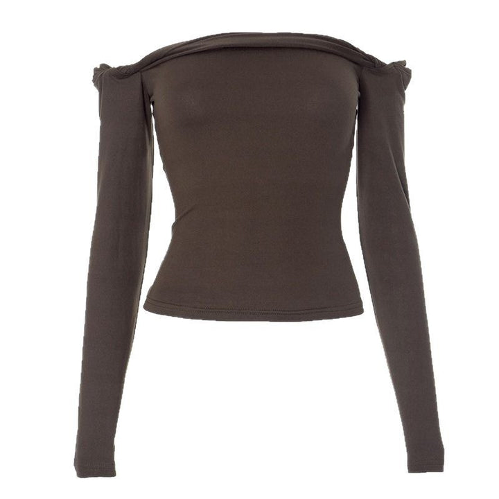 Dame Offshoulder Langærmet skjorte med elegante draperinger Skovae
