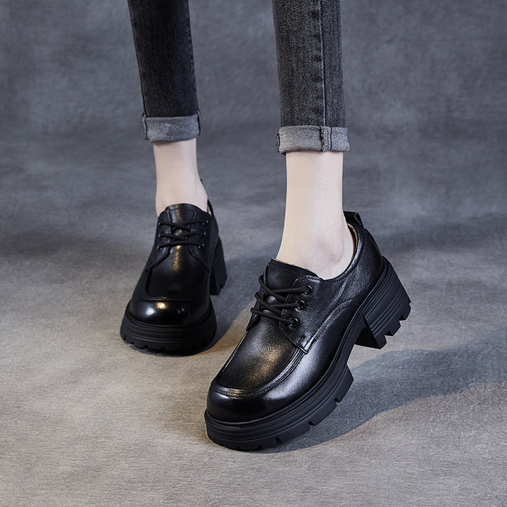 Dame Moderne Chunky Snørebånd Oxfords med Hævet Hæl Stilla