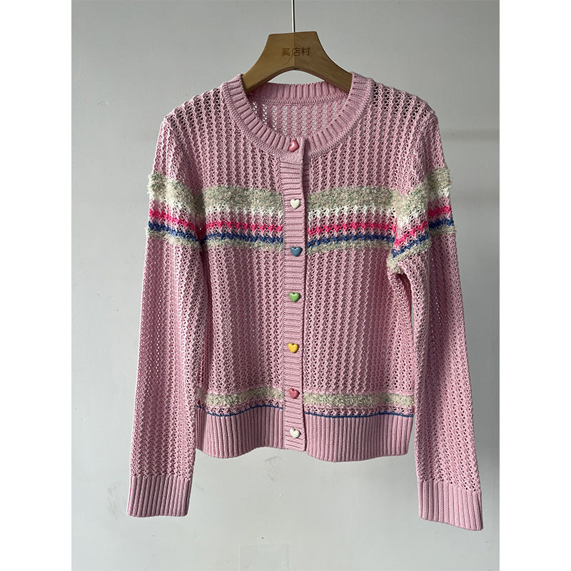 Femme Chunky Cardigan med farverige knapdetaljer Stilla