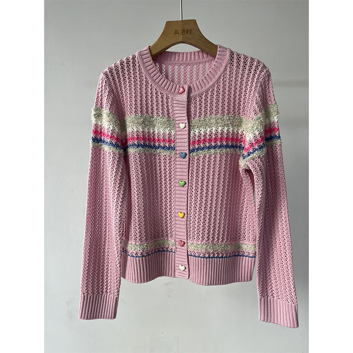 Femme Chunky Cardigan med farverige knapdetaljer Stilla