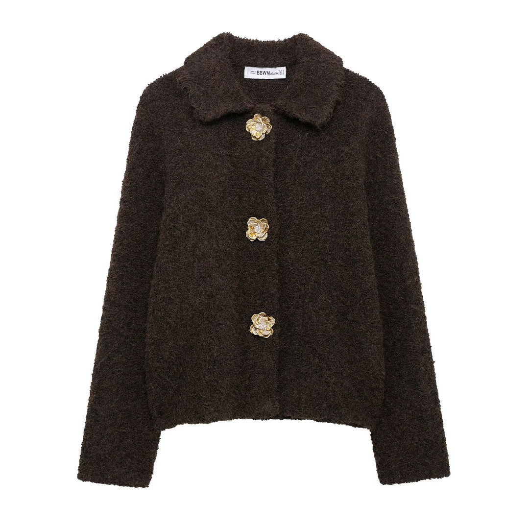 Femme Cozy Tekstureret Cardigan med Dekorative Knapper Stilla