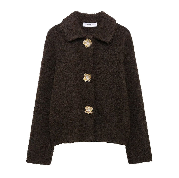 Femme Cozy Tekstureret Cardigan med Dekorative Knapper Stilla