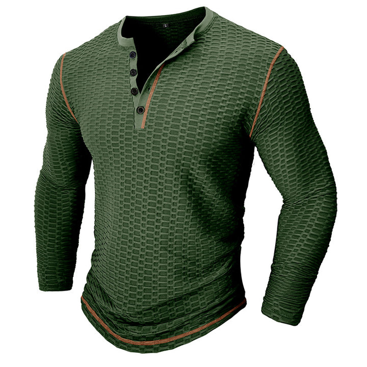 Herrer Langærmet skjorte med struktureret design og mode Henley-udskæring Stilla