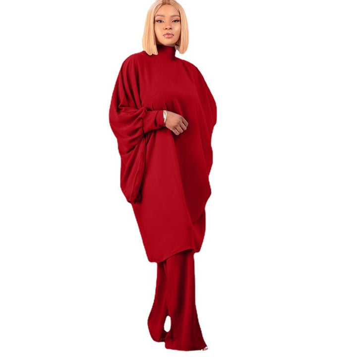 Stilla | Fashion Snøring Batwing Løs Ærme Bukse Sæt