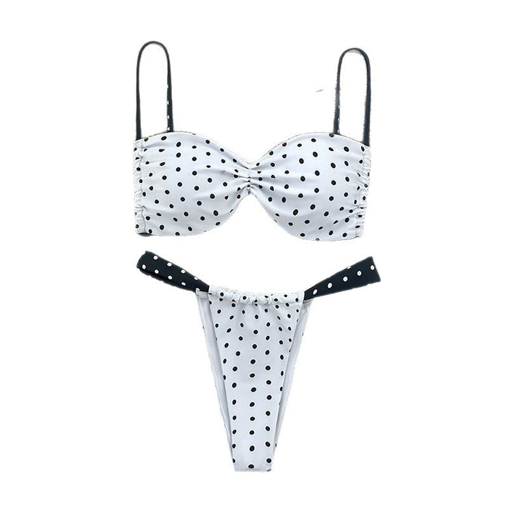 Dame Bikini-sæt med legende polka-prikker design og justerbare stropper Skovae
