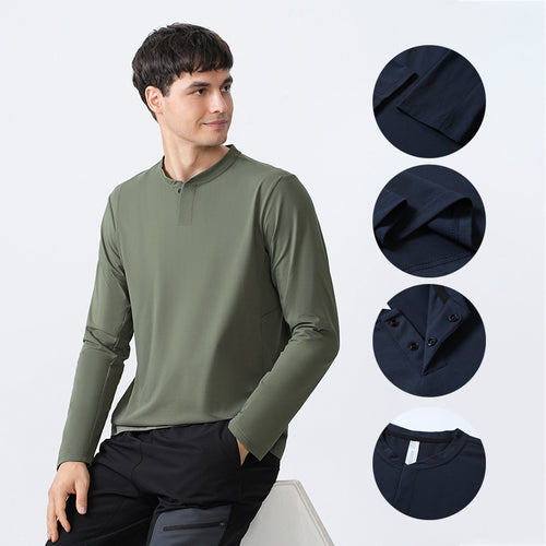 Herren Langarmshirt med komfortabel krave og innovativ materialeteknologi Stilla