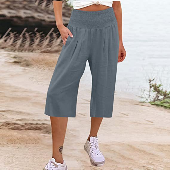 Damer Elegant løs Culotte med elastisk bælt og folder Stilla