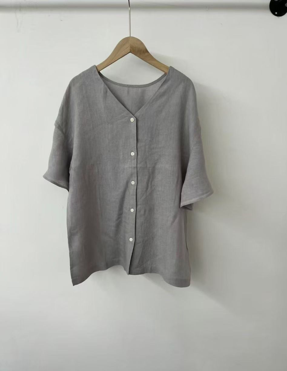 Femme Relaxed Fit Button-Up Linned skjorte Stilla