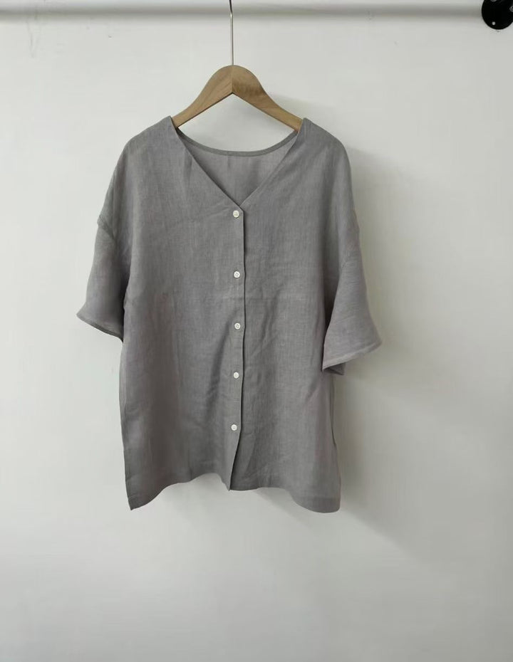 Femme Relaxed Fit Button-Up Linned skjorte Stilla