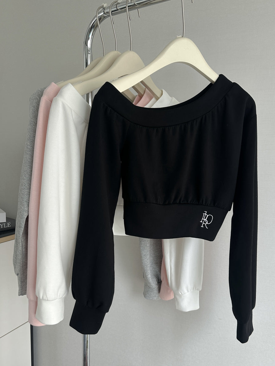 Dame Cropped Langærmet Sweatshirt med elegante Puffærmer Stilla