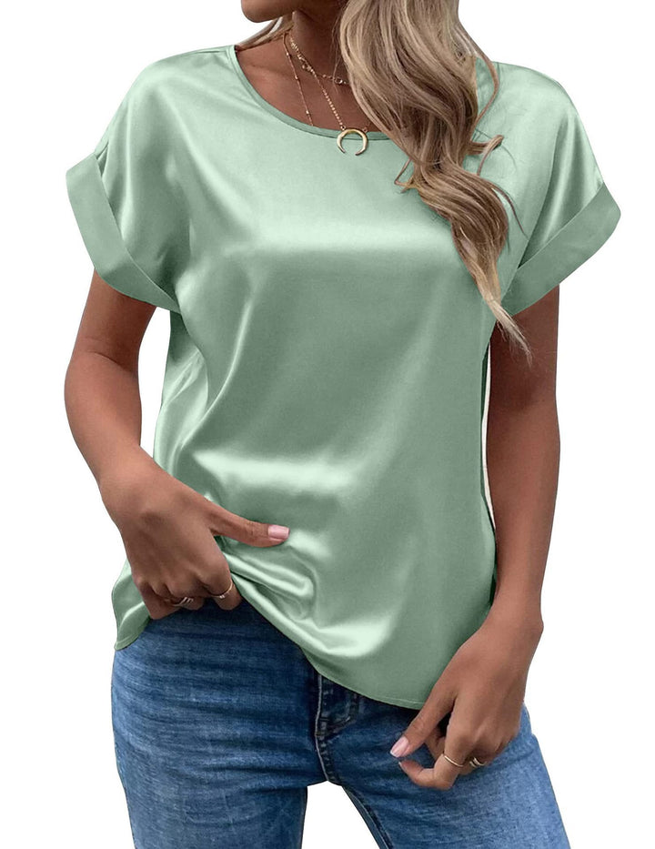 Dame elegant satin-overdel med afslappet snit Stilla