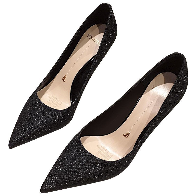 Dame Funklende Stiletto-hæle med Elegant Spids Tå-design Stilla