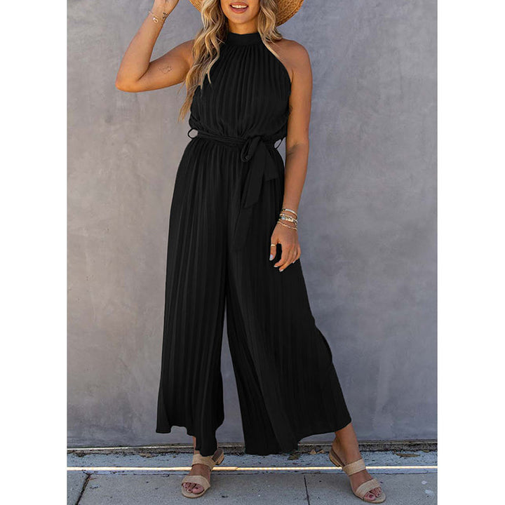 Dame Elegant Jumpsuit med høj krave og svungent ben Stilla