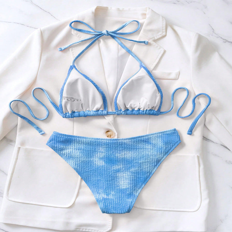 Damer Ripp-Tie-Dye Trekants Bikini Sæt Stilla