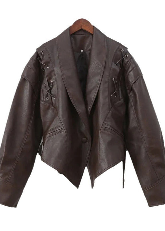 Stilla | Snøredetalje Faux-læder Blazer