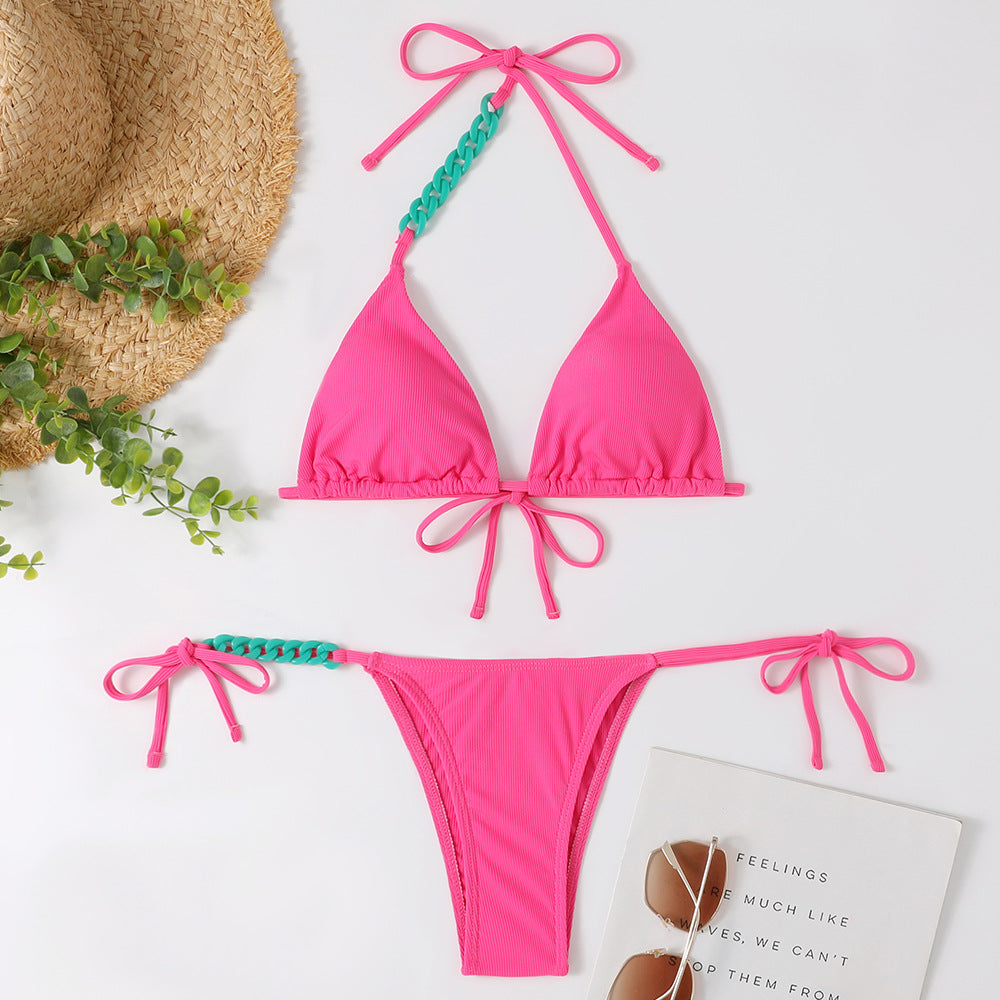 Dame Triangel-Bikini med flettede detaljer og justerbare stropper Stilla