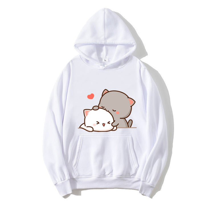Kvinders hætte sweatshirt med sødt katte design Skovae