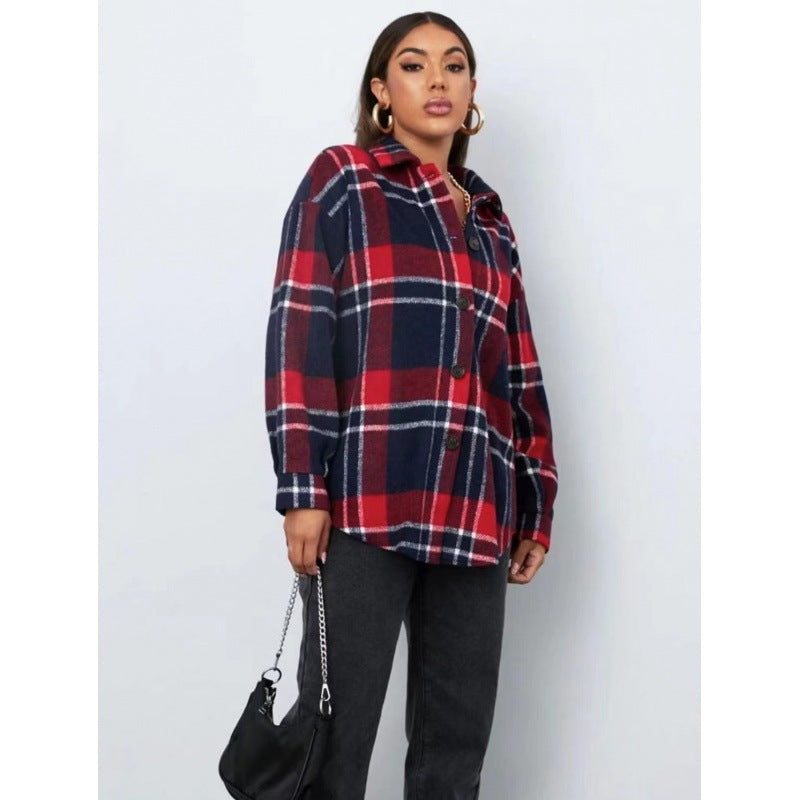 Dame Ruted Flannel skjortejakke i Oversized-stil Stilla