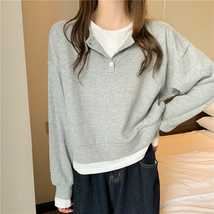 Femme Casual Knap-Op Sweatshirt Stilla