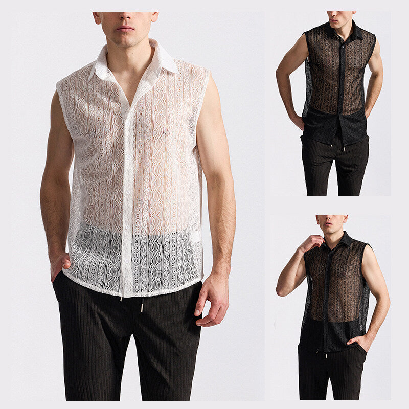Herrer Gennemsigtig Spids Bluse Stilla