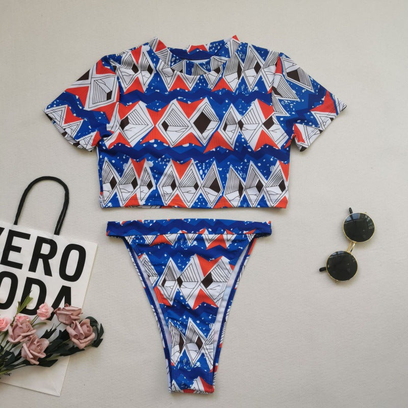 Dame Bikini-sæt med kort overdel og høj benudskæring Skovae