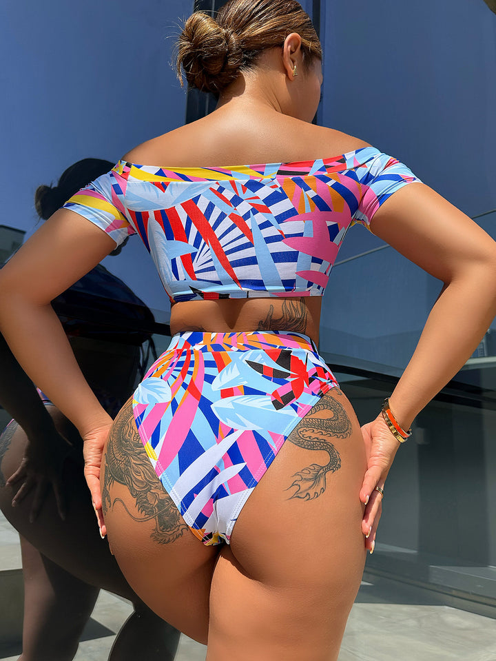 Dame bikiniset med moderne off-shoulder-design og elegant snøring Skovae